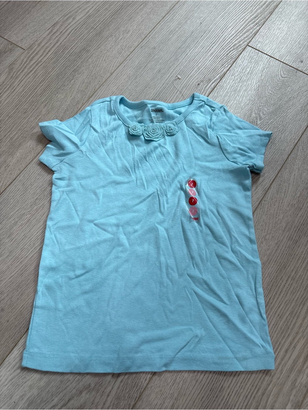 Gymboree Light Blue Tee with Rosette Neckline size 7 new
